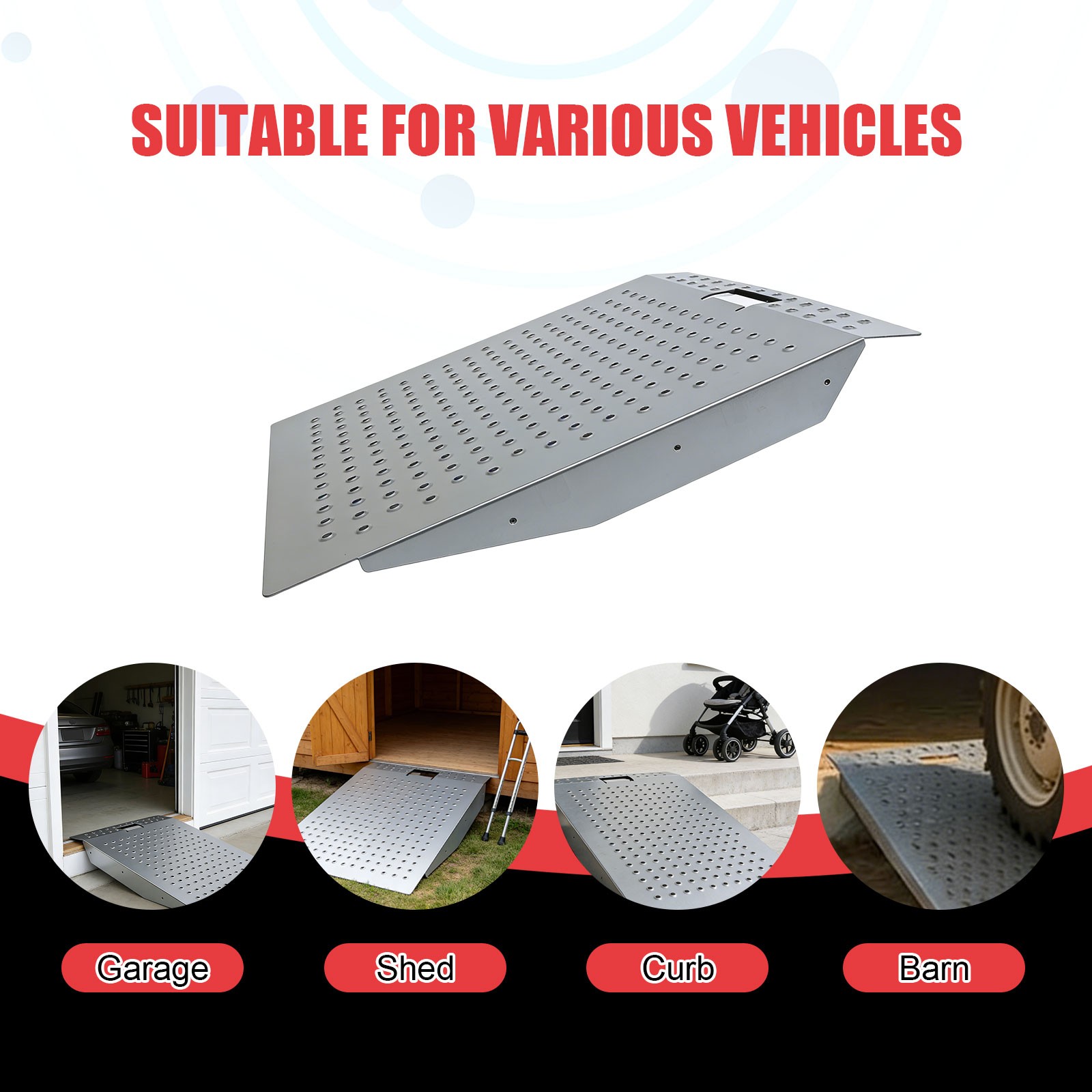 750lbs Shed Ramp Heavy-Duty Loading Ramps Curb Ramp for Lawn Mower Anti-Slip