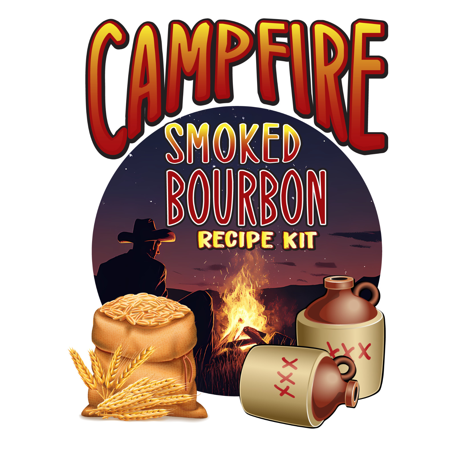 Campfire Bourbon-Style Whiskey Recipe Kit – Corn & Smoky Peated Malt Mash