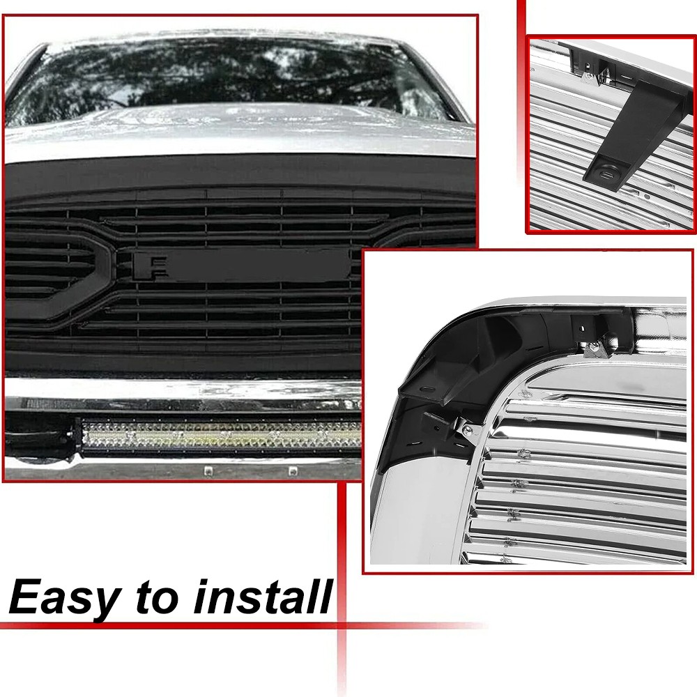Front Grille For 2010-2018 Dodge Ram 2500 3500 Grill Mesh Gloss Black W/Letters