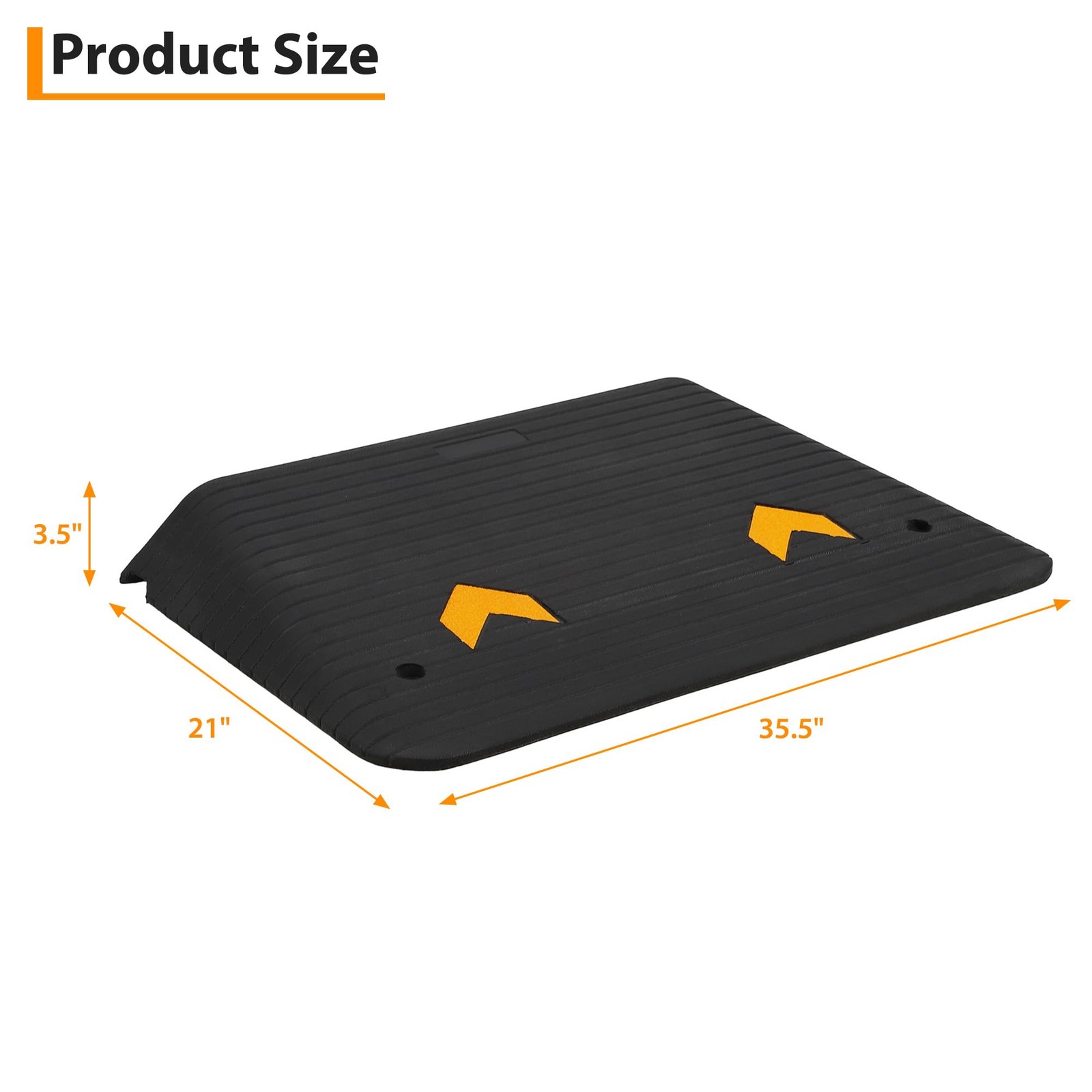 3.5 Inch Raised Rubber Threshold Ramp Cuttable Door Ramp, Portable Non-Slip Ramp