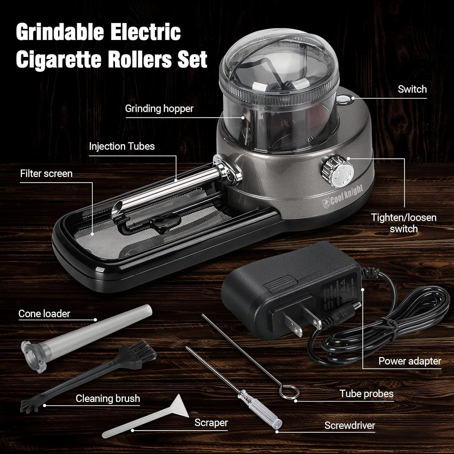 Electric Cigarette Rolling Machine, Portable Tobacco Injector Machine Can Grind