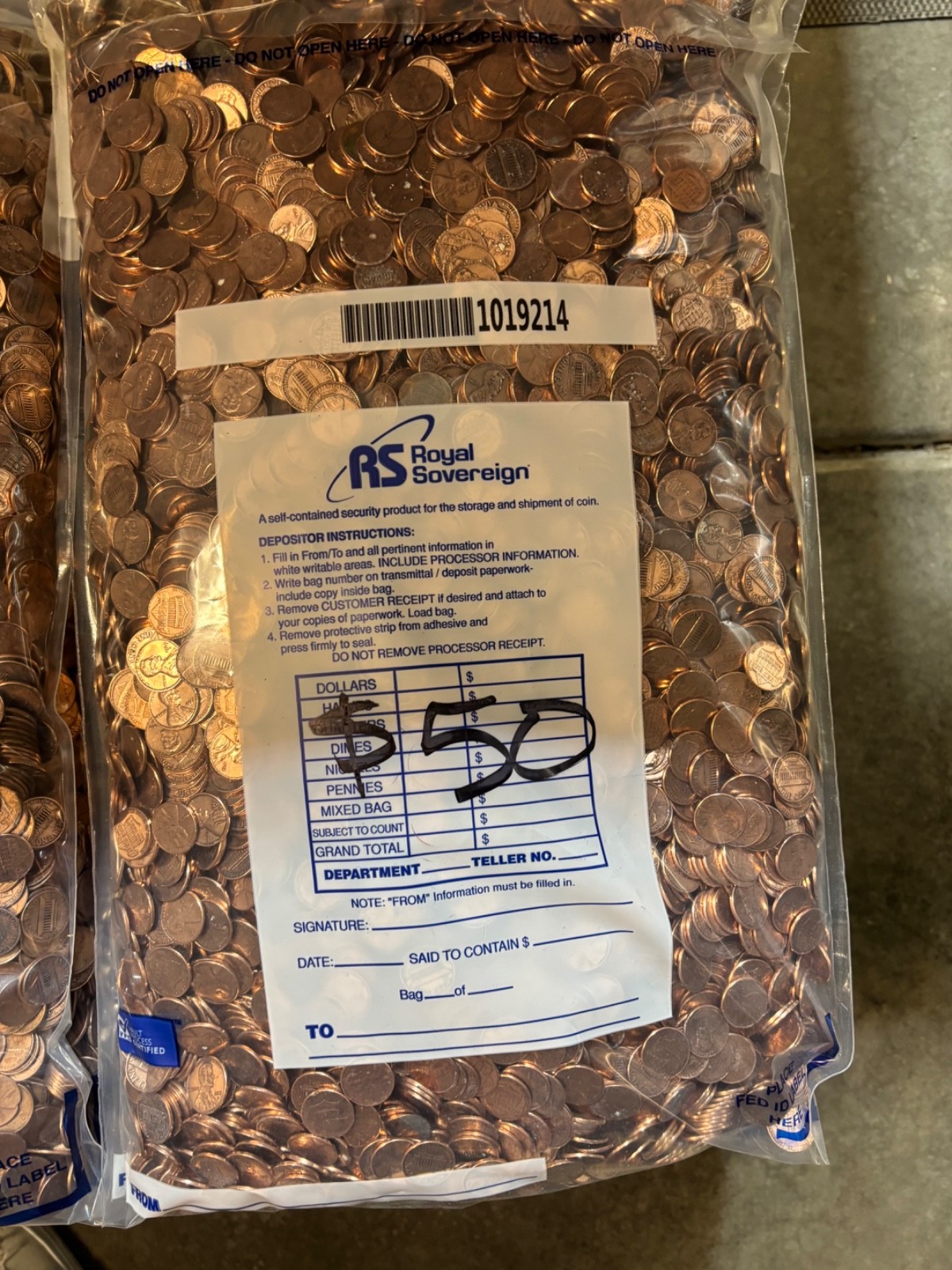 $50.00 face value bag of US Pennies-UNSORTED.  (5000+ pennies)  🏆 FREE SHIPPING