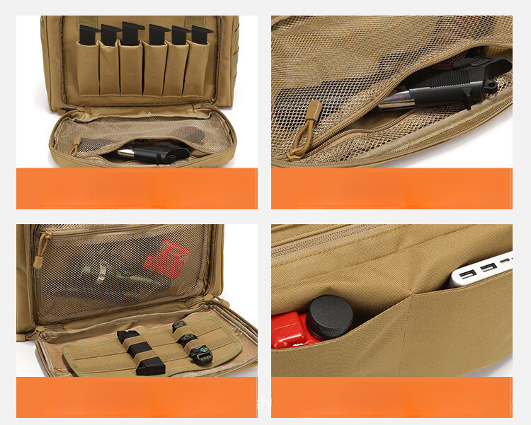 Tactical Gun Range Bag Deluxe Pistol Shooting Range Duffle Bags w/USA Flag Patch