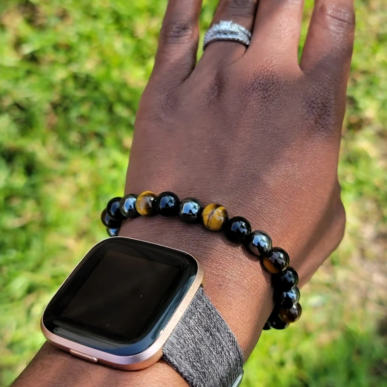 Obsidian Tiger Eye Hematite 10mm Beads Healing Triple Protection Men Bracelet