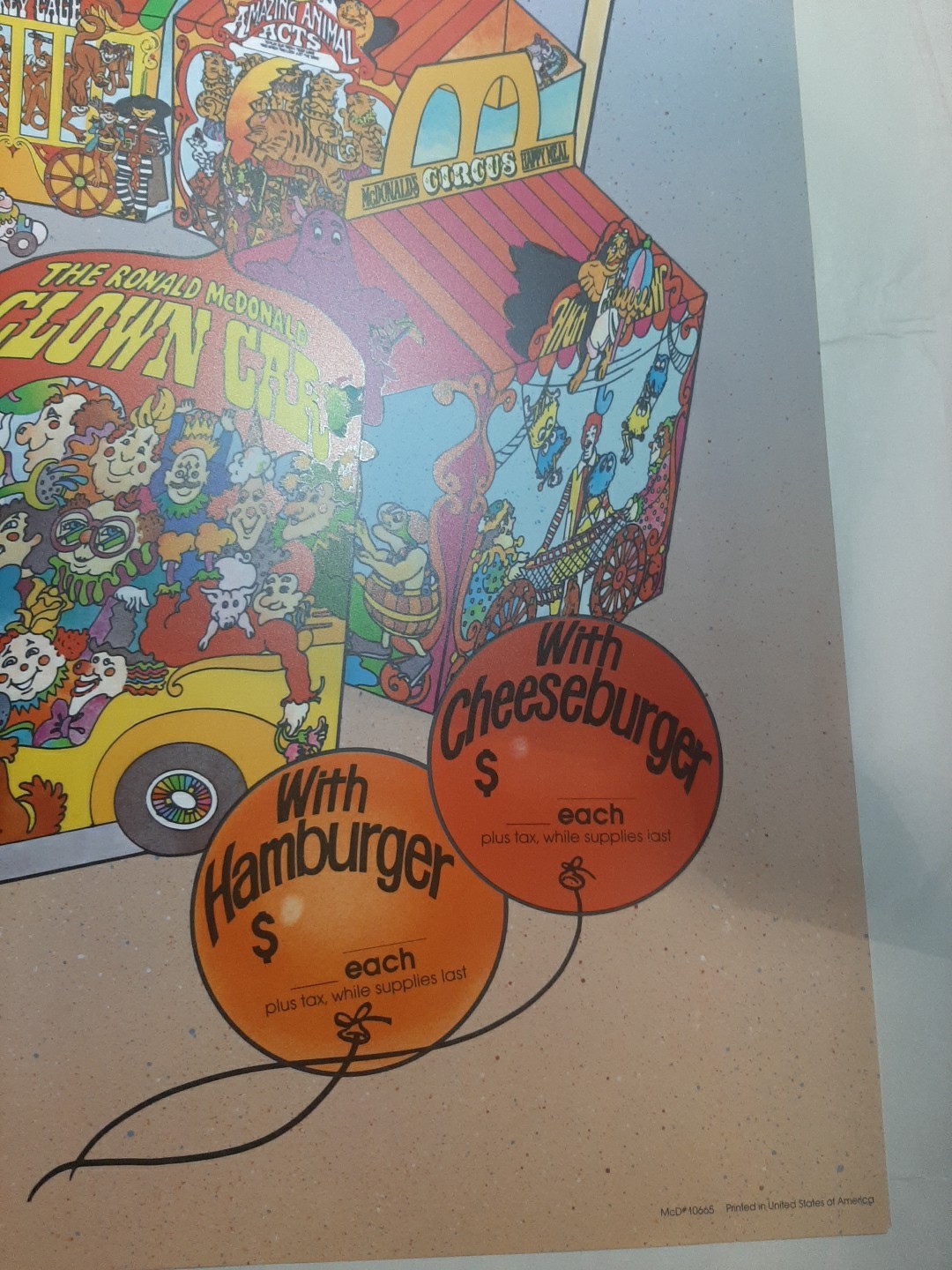 McDonalds Translite Circus Happy Meal 1983