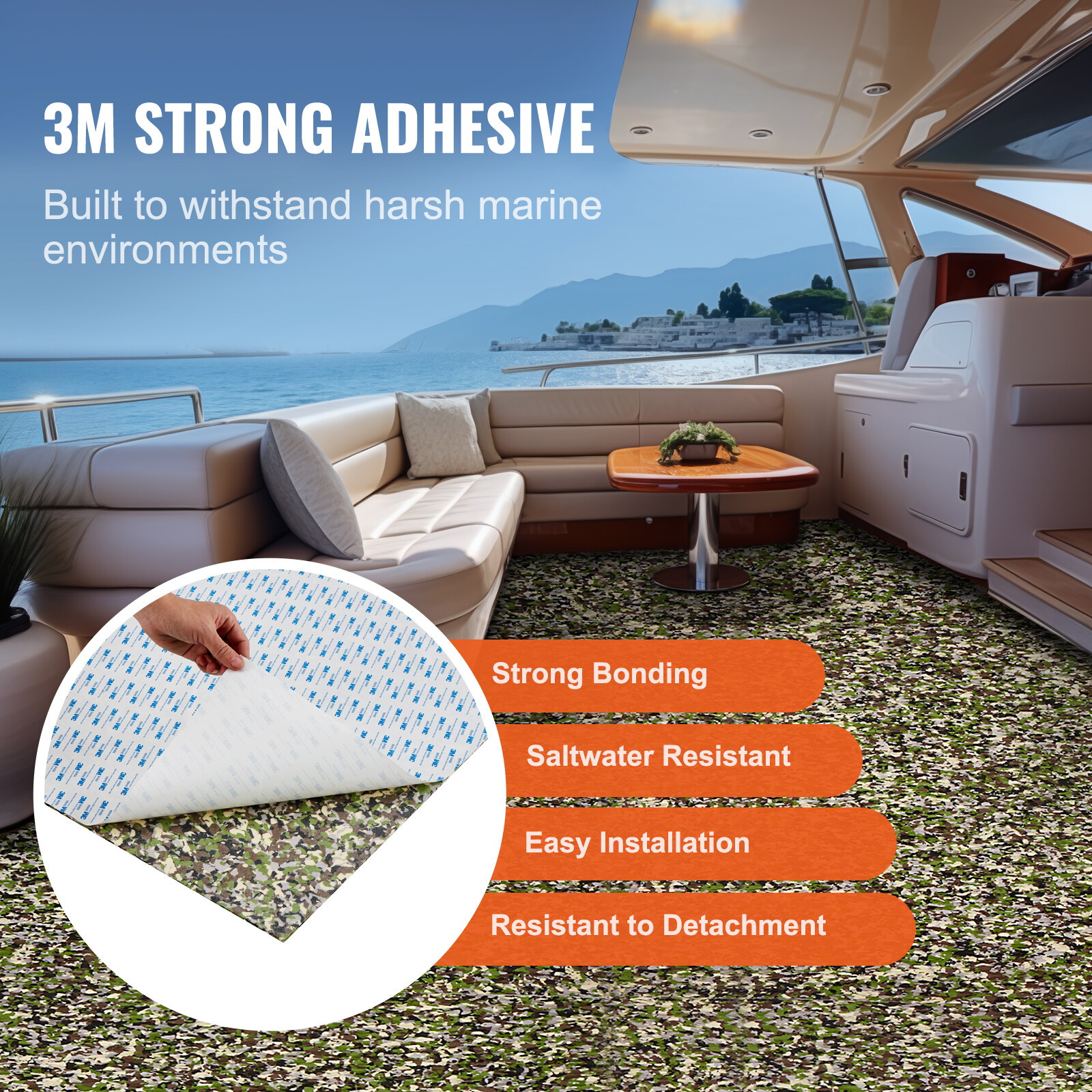 VEVOR Camo 95" EVA Foam Boat Decking Sheet Mat Faux Teak Marine Yacht Flooring