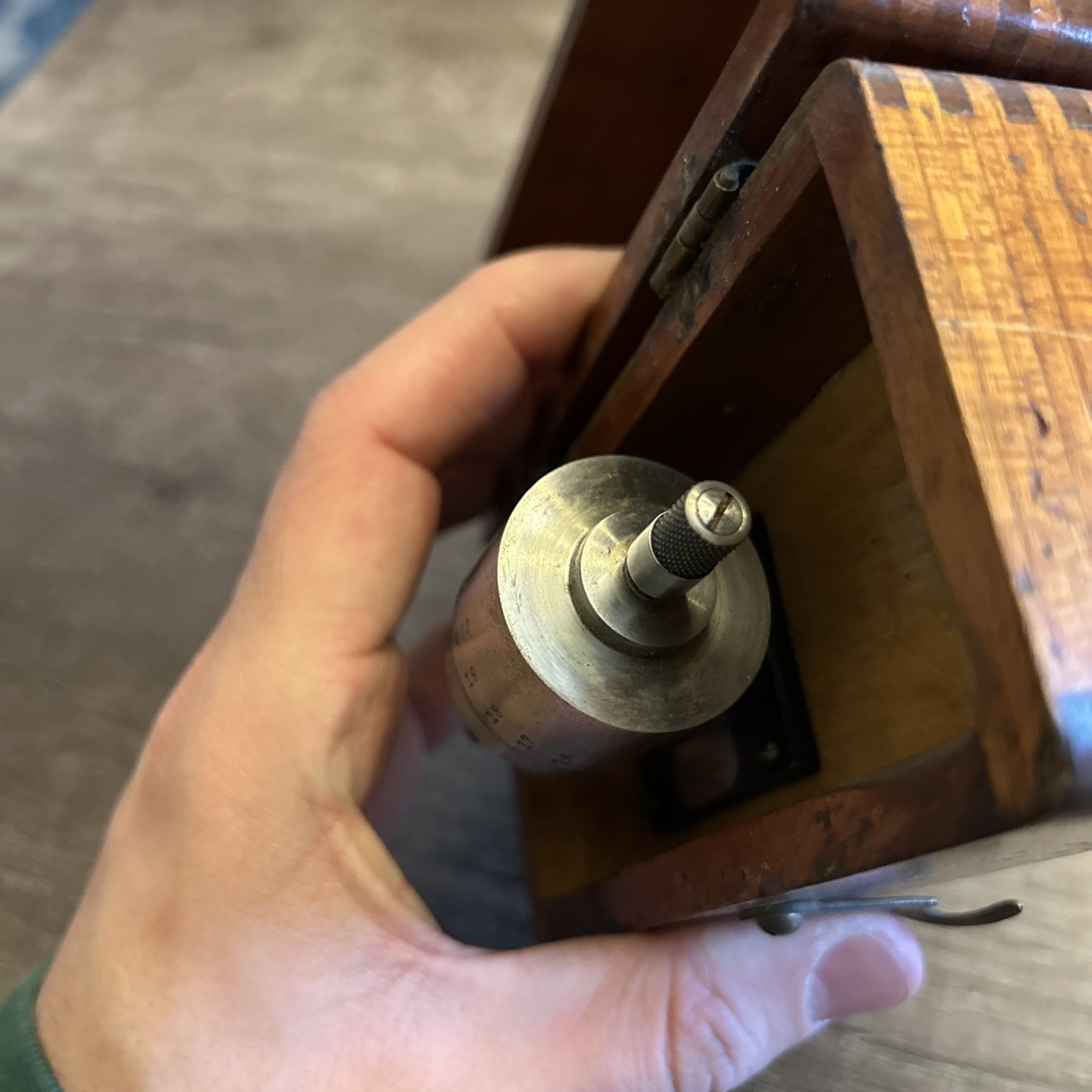 Vintage Brown & Sharpe Bench Micrometer with Wooden Box