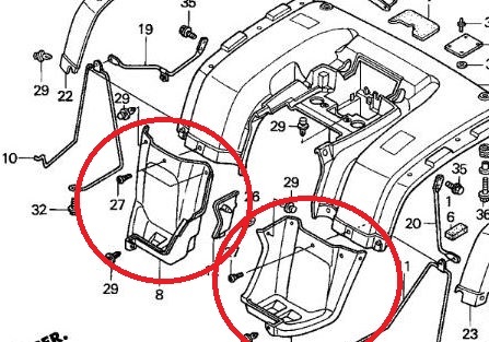 Honda TRX350 350 Rancher Rear Fender Splash Guard Set 2000 2001 2002 2003 Floor
