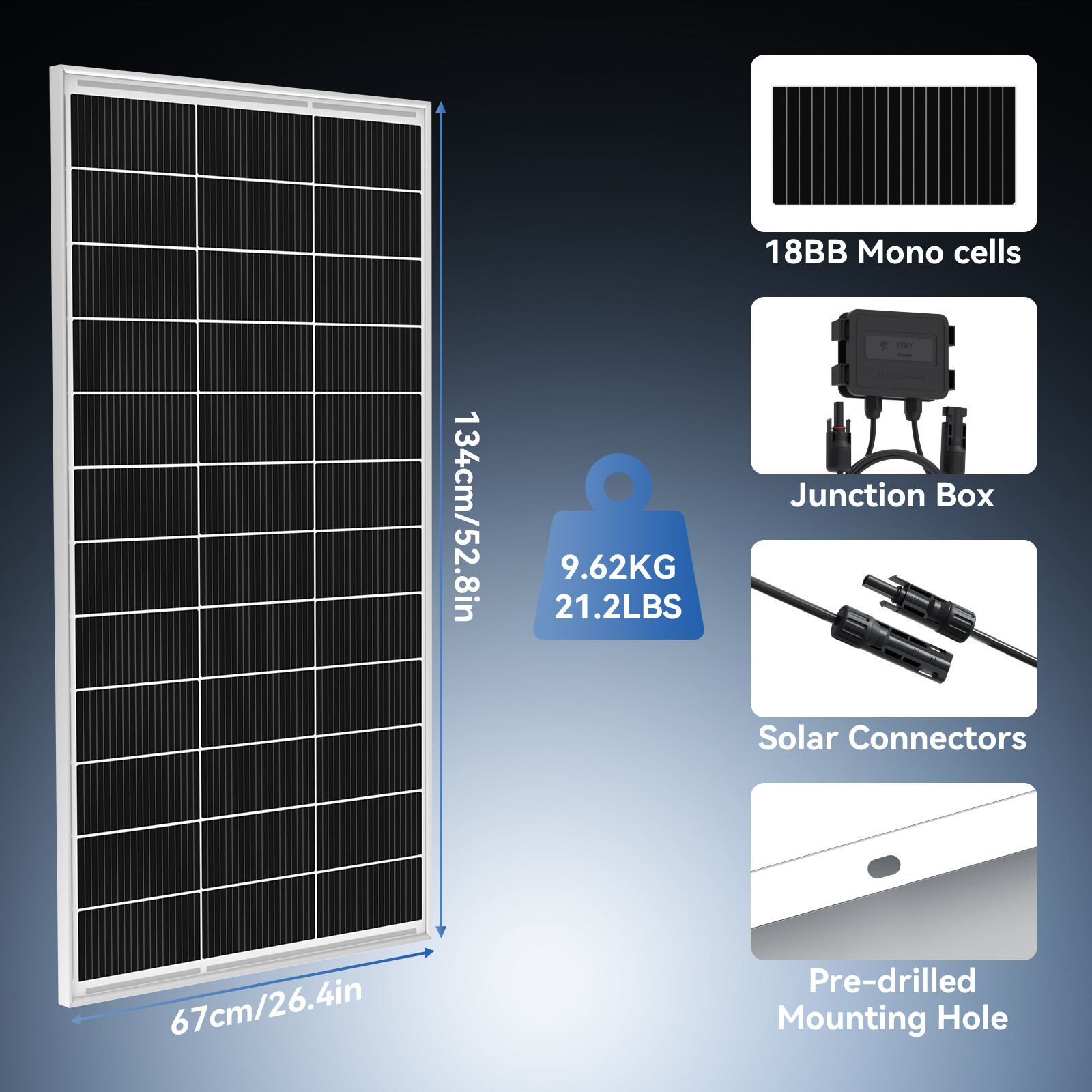 400W 12V Solar Panel 18BB N-type Battery Charge RV PV Home Off-Grid Battery Powe