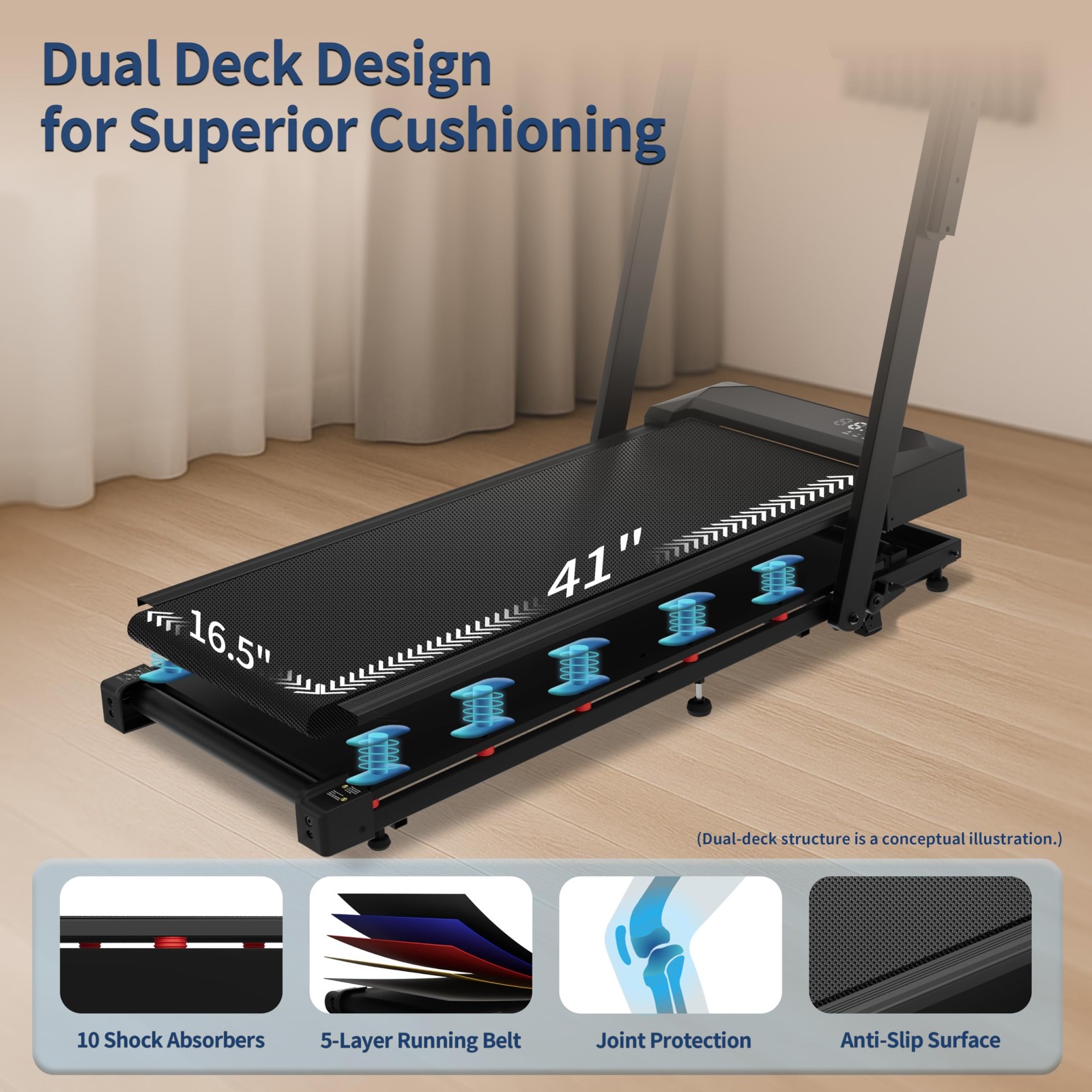 Foldable 4 in 1 Treadmill Walking Pad with Incline Remote Control Compact 3.0...