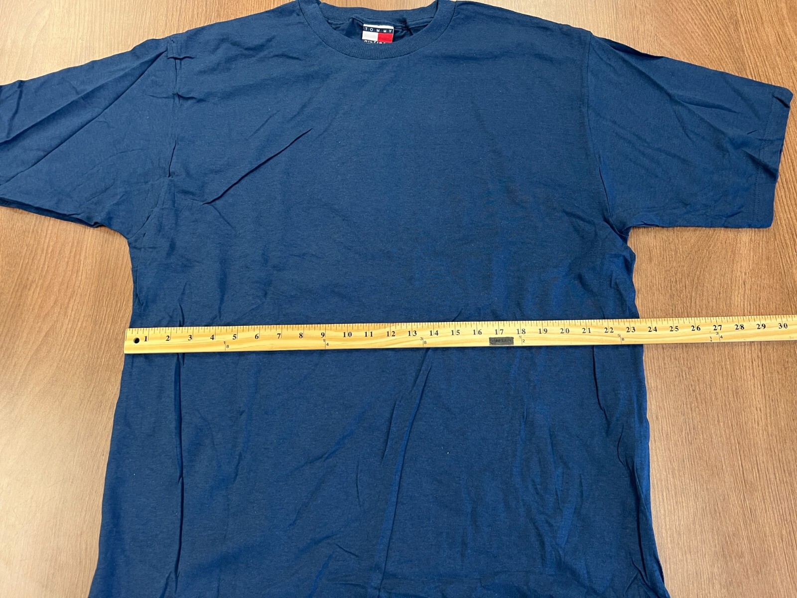 VINTAGE TOMMY HILFIGER BLANK T SHIRT L NAVY BLUE DEADSTOCK 90S TEE NOS NEW USA