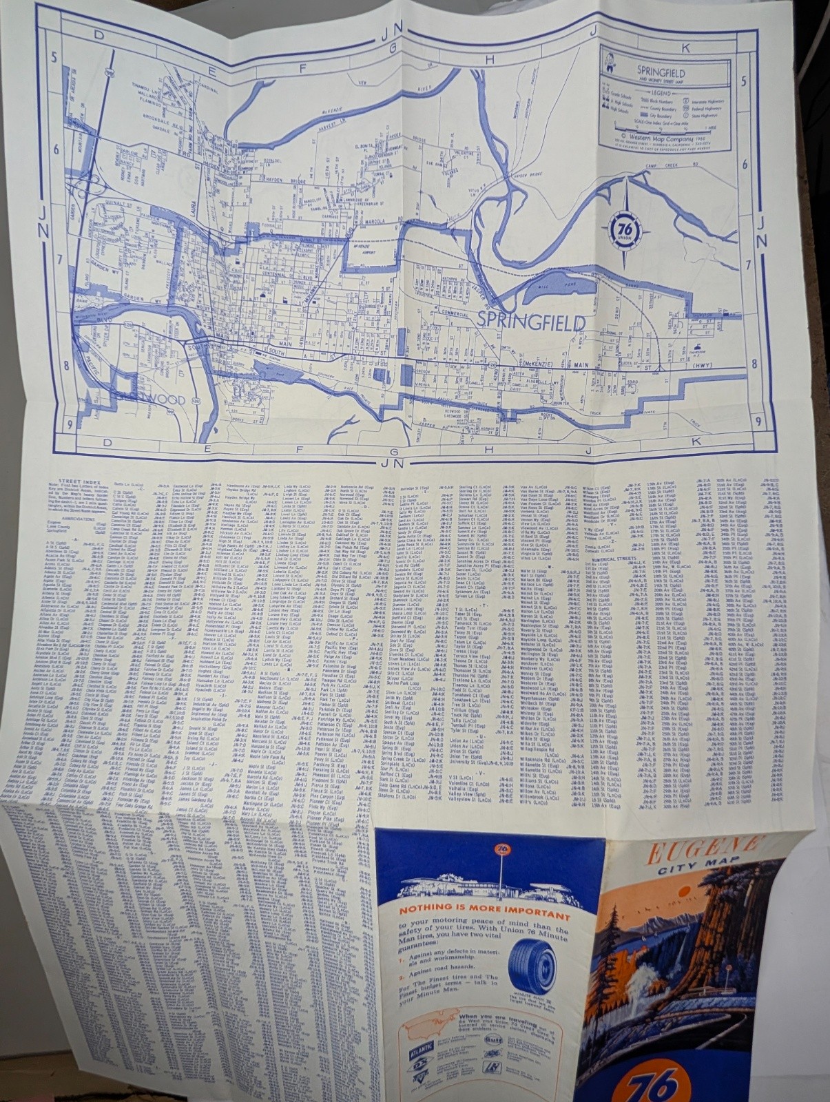 Vtg Union 76 Eugene City Map Oregon Detail Street Guide Oil Gas Station 2W