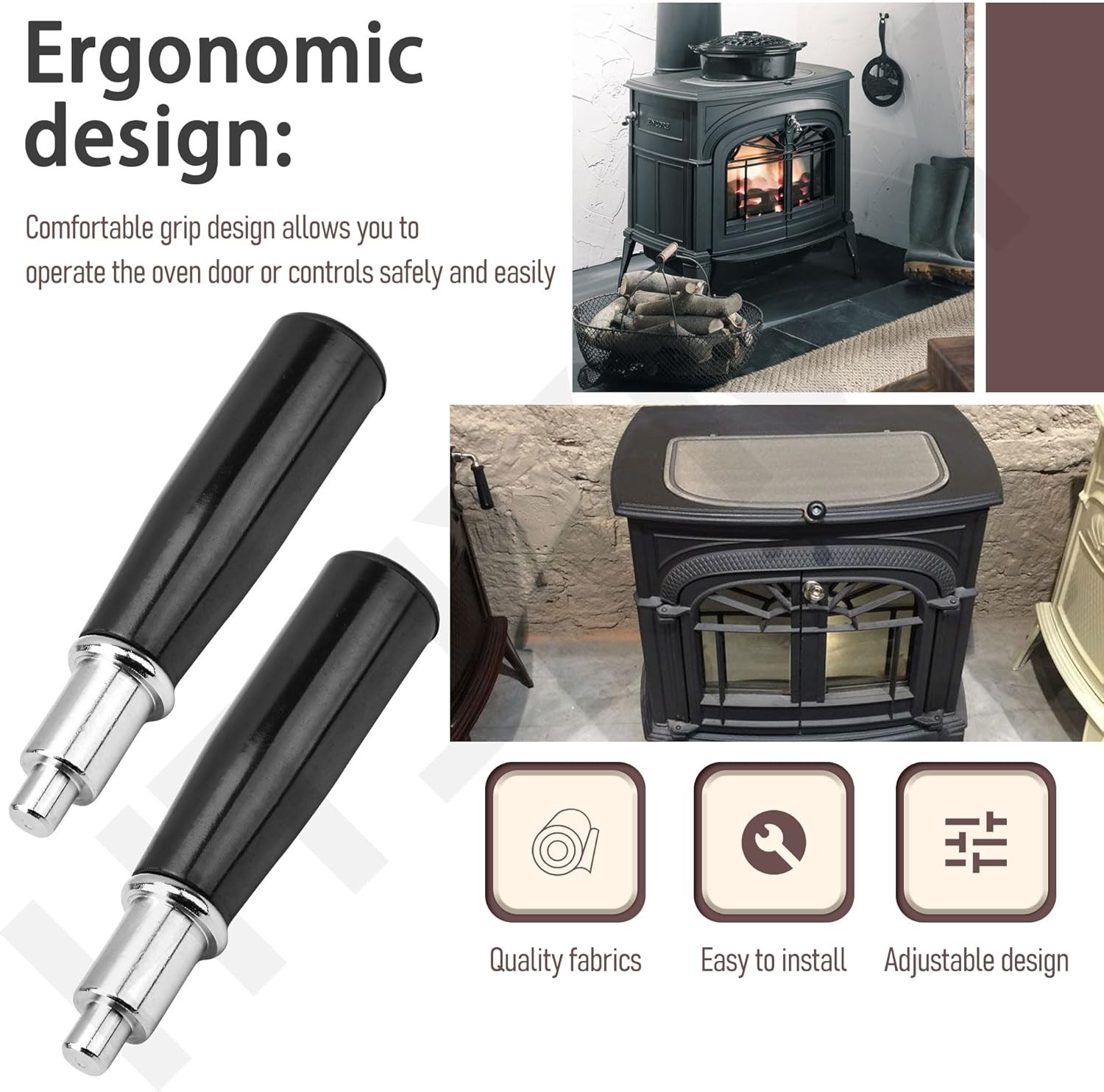 2PACK 0004342 WOODEN STOVE HANDLE REPLACEMENT FOR VERMONT CASTINGS STOVES W