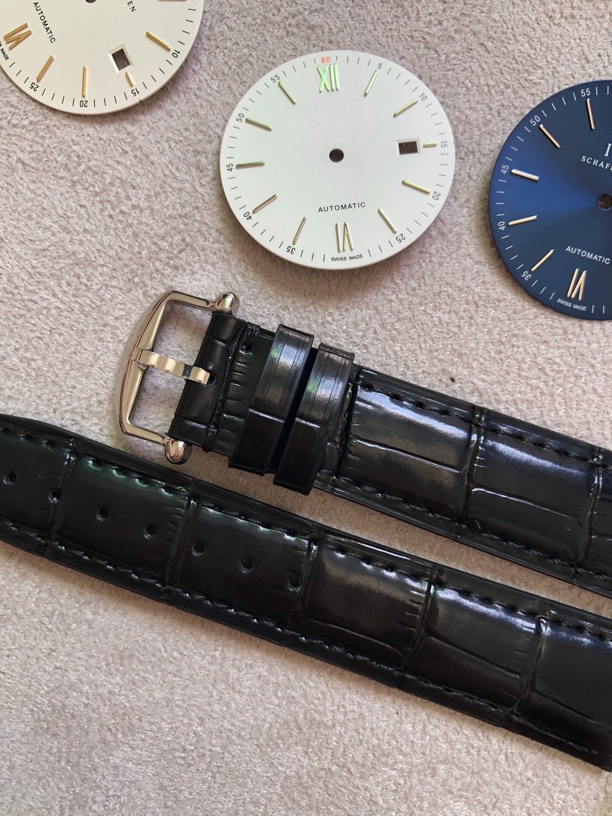 DIY SET for IWC 2824 watch case+Dial+Hands+Leather watch strap 40mm