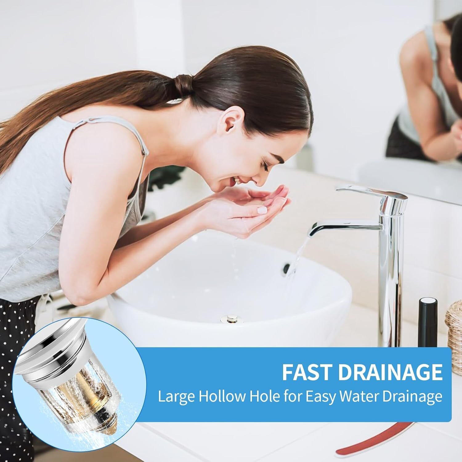 4 PACK Bathroom Sink Stopper Hair Catcher Pop Up Sink Drain Strainer 304 Filter