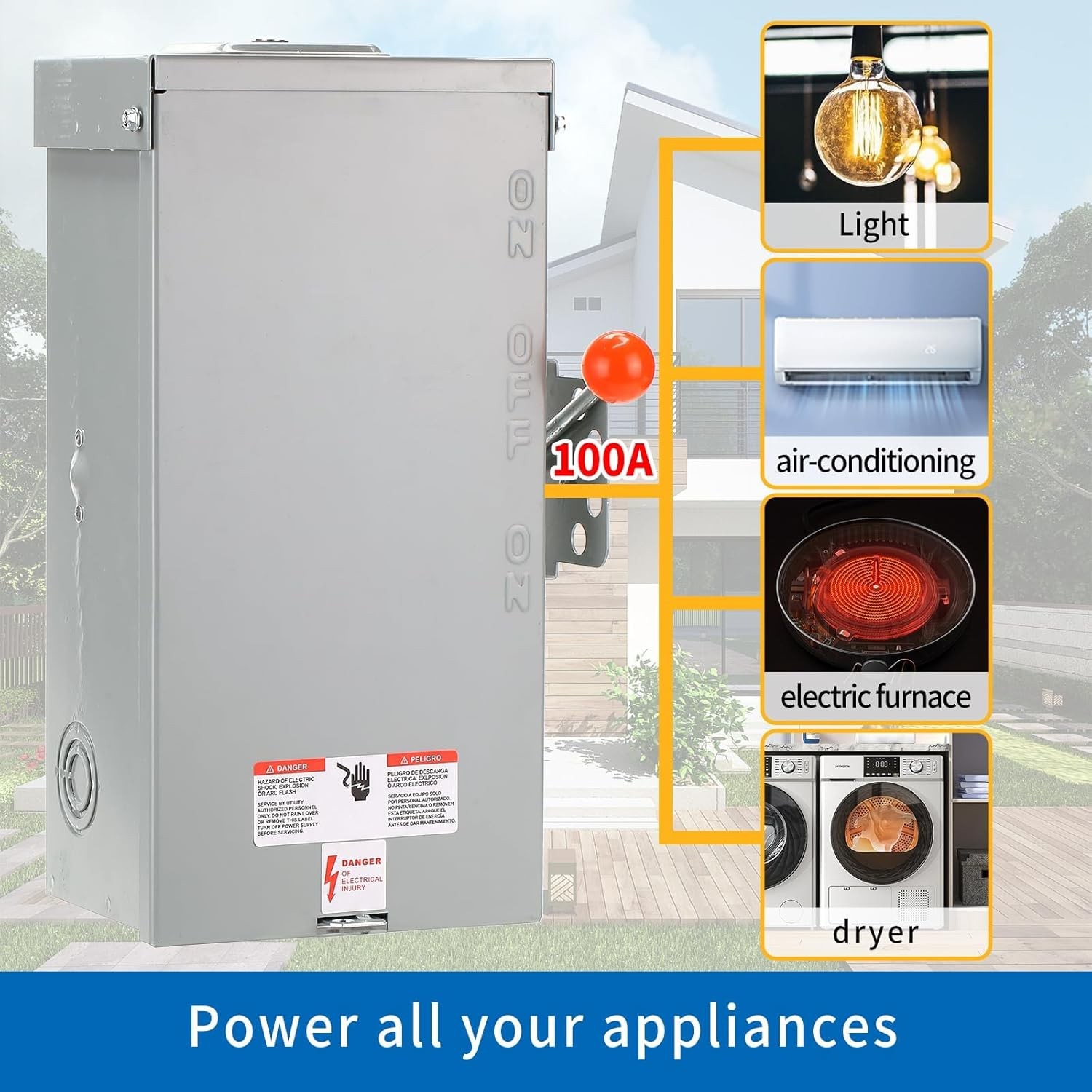 100A Generator Transfer Switch,24000W General-Duty Double-Throw 120/240-Volt