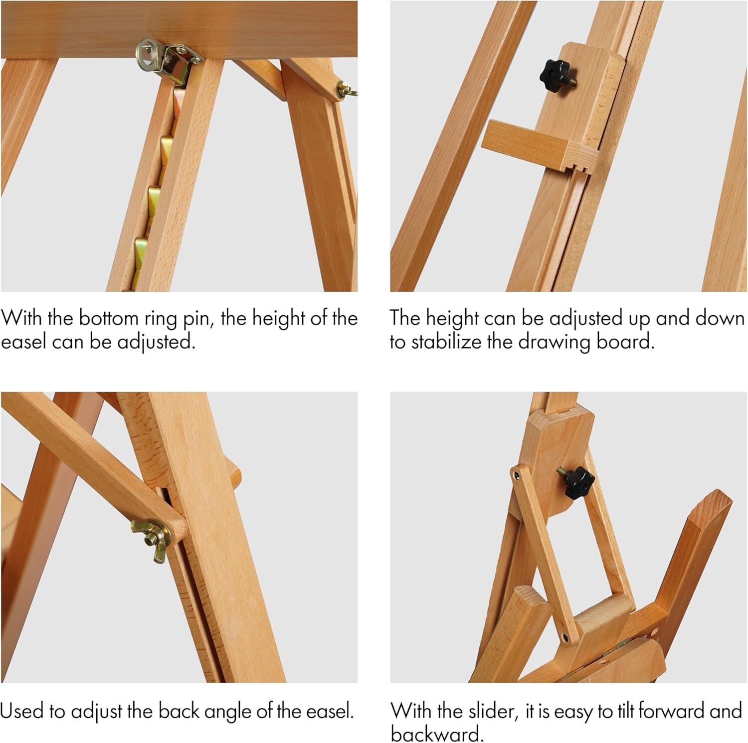 ARTIFY Large Solid Beechwood Painters Easel with Brush Holder for Adults