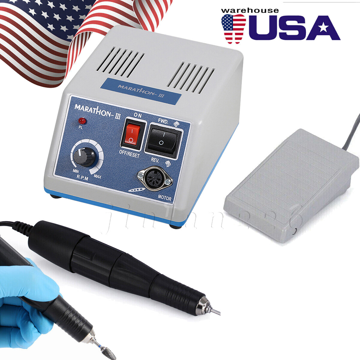 Dental Lab Marathon Electric Micromotor Polishing Unit + 35K rpm Motor Handpiece