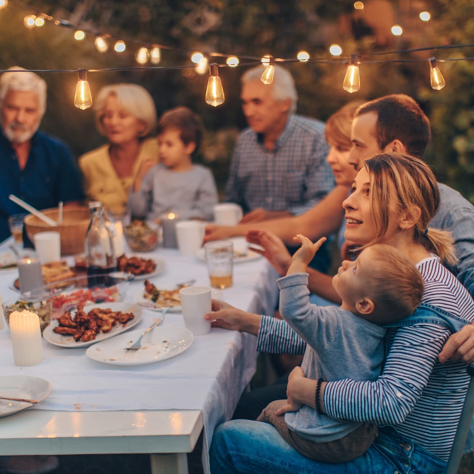 ST38 LED Outdoor Solar Powered String Lights for Patio Yard Porch Party Decor