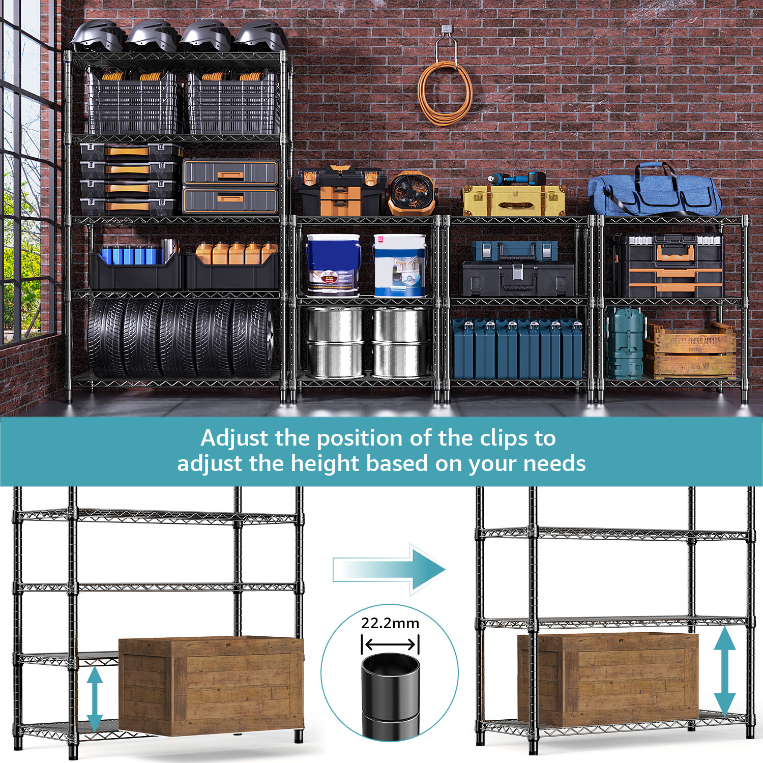 5-Tier Heavy Duty Shelving Shelves Storage Wire Rack Shelf 15.7" x 35.4" x 72.3"