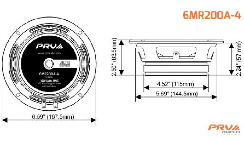 4x PRV Shallow 6.5" Midrange Slim Speakers Car Audio 200 Watts 4 Ohms 6MR200A-4