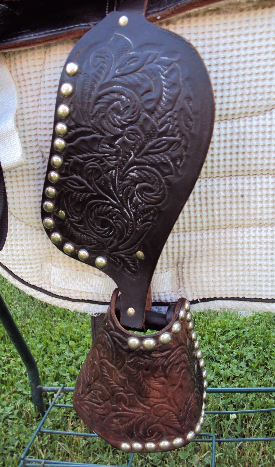 THE AMERICAN Childs Show Saddle- 12" - SILVER/Padded Seat -Tooled Design- GREAT!
