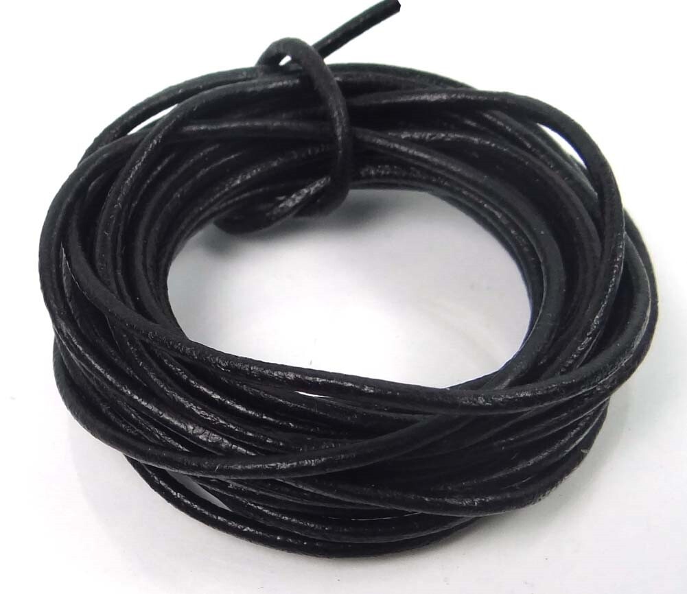 10 feet 2mm Black Genuine Leather Cord Thread Diy Bracelet Necklace Making