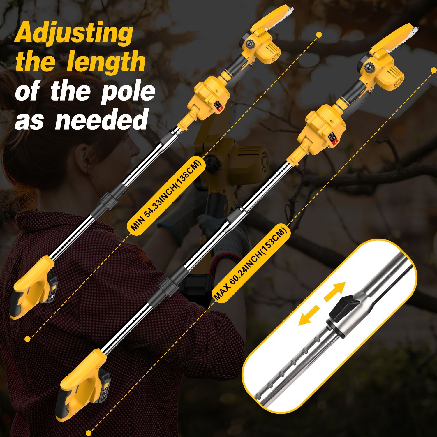 2 in 1 Cordless Pole Saw & Mini Chainsaw 6 inch Brushless Electric Chain Saw US