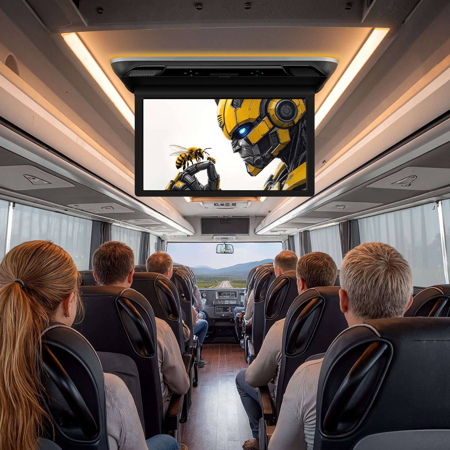 21.5" Car TV Coach Bus Flip Down Roof Monitor Overhead HD Screen 1080P USB HDMI