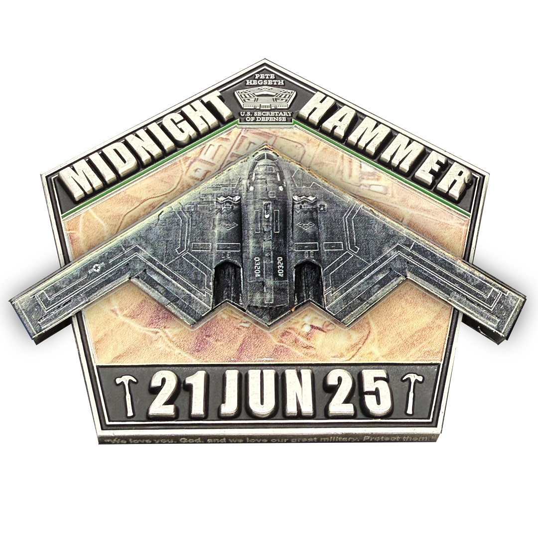 CL-ZZ Midnight Hammer Challenge Coin Honoring Pete Hegseth B-52 Bunker Buster St