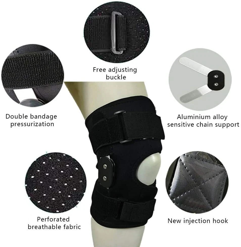 Hinged Knee Brace Compression Sleeve Joint Support Open Patella Stabilizer Wrap