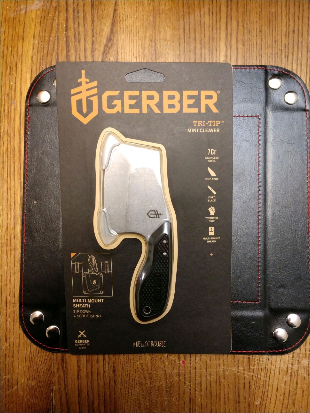 Gerber Tri Tip Mini Cleaver 2.9" 7Cr17MoV S.S. Blade Aluminum Handle + Sheath