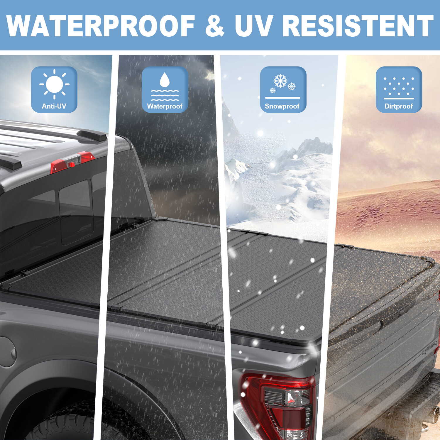 5FT Hard Tonneau Cover Truck Bed Cover For 05-24 Nissan Frontier 3-FOLD W/ Led