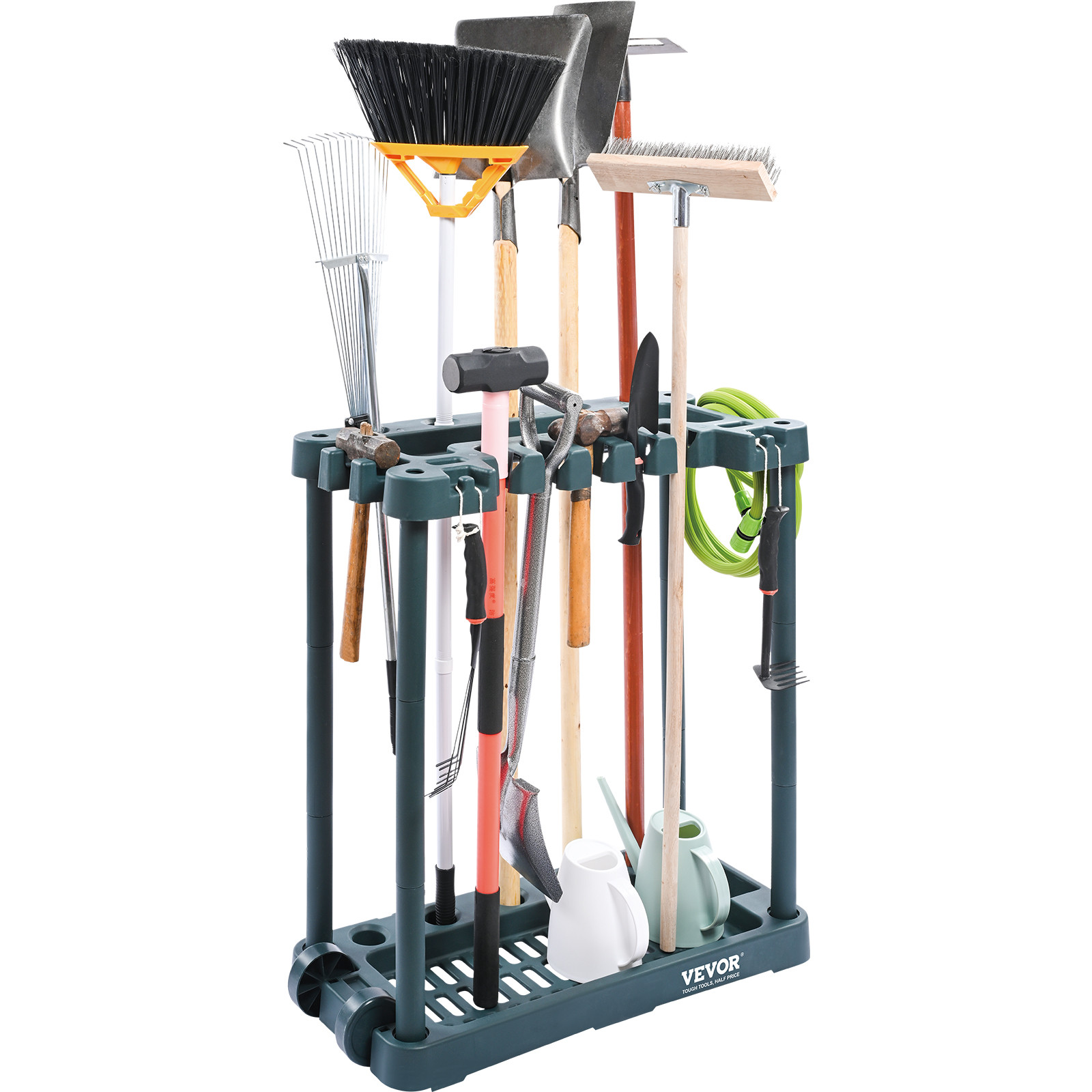 VEVOR Garden Tool Storage Rack Garage Organizer 10 Slots Yard Broom Mop Holder