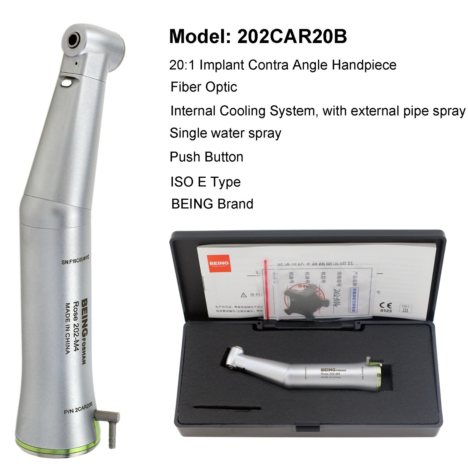 BEING Dental Implant Surgical Handpiece 1:1 Straight 20:1 Contra Angle KAVO W/H