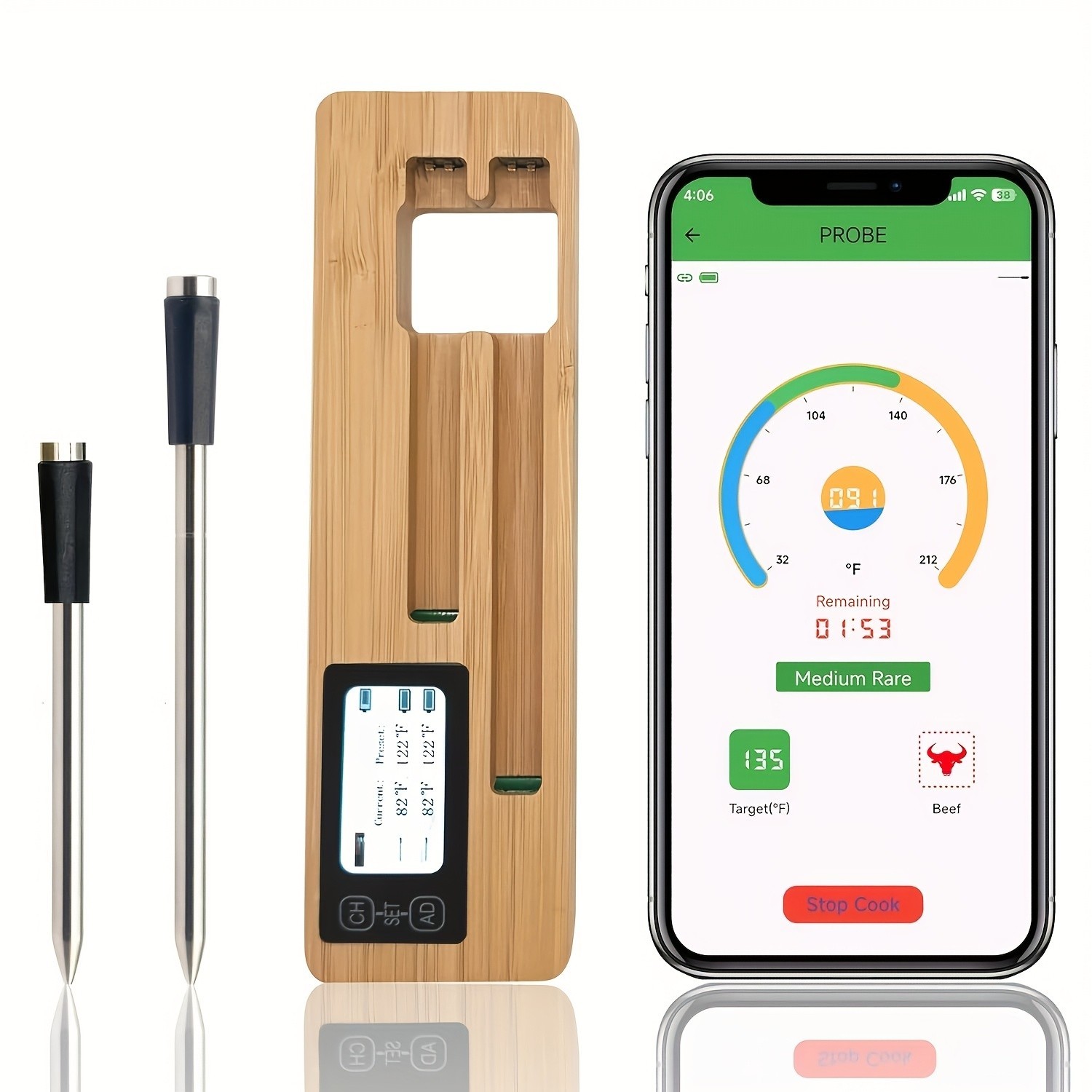 Wireless Smart Meat Thermometer - APP-Controlled for Grilling & Precise Cooking