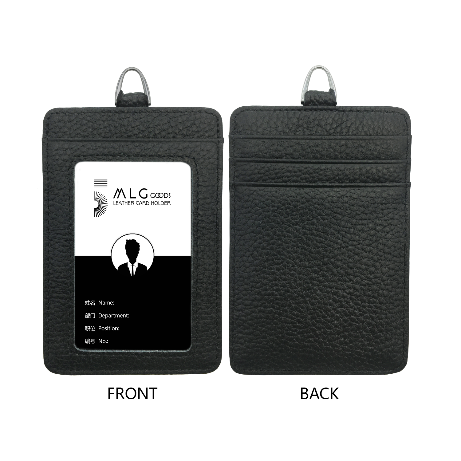 Leather Work Id Badge Holder for Men and Women with Clip Lanyards ( 1 pcs)