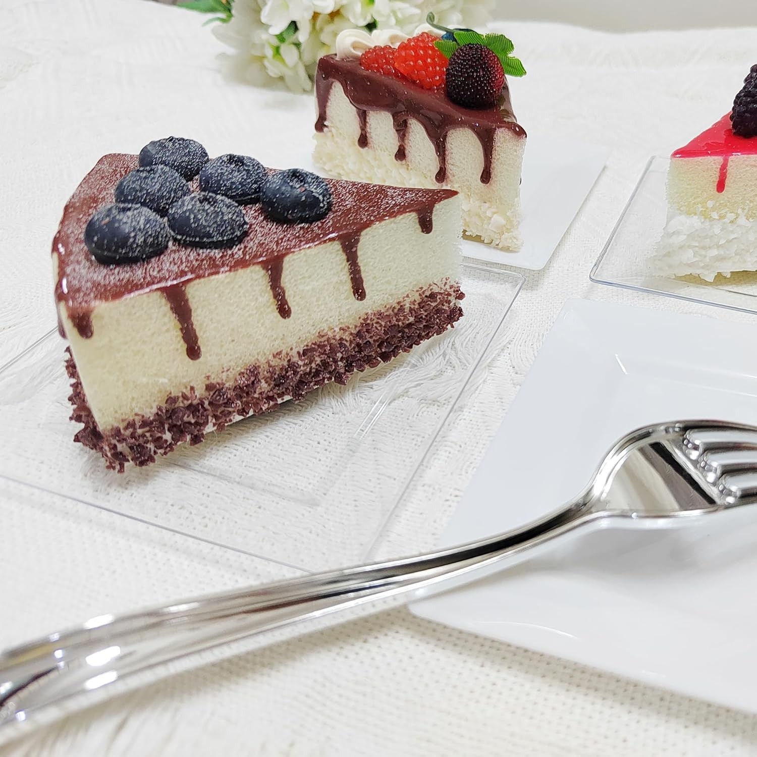 50PCS Hard Plastic Appetizer Plates - Clear Disposable Square for All Occasions