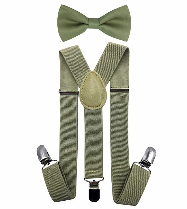 Beige Color toddler bow tie and suspenders set for baby, 5 to 6 years old boy