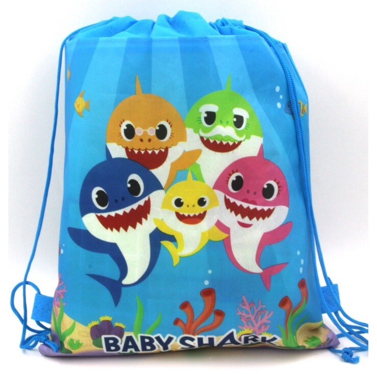 12x BABY SHARK Party Favors Drawstring Backpack Sling Tote bag