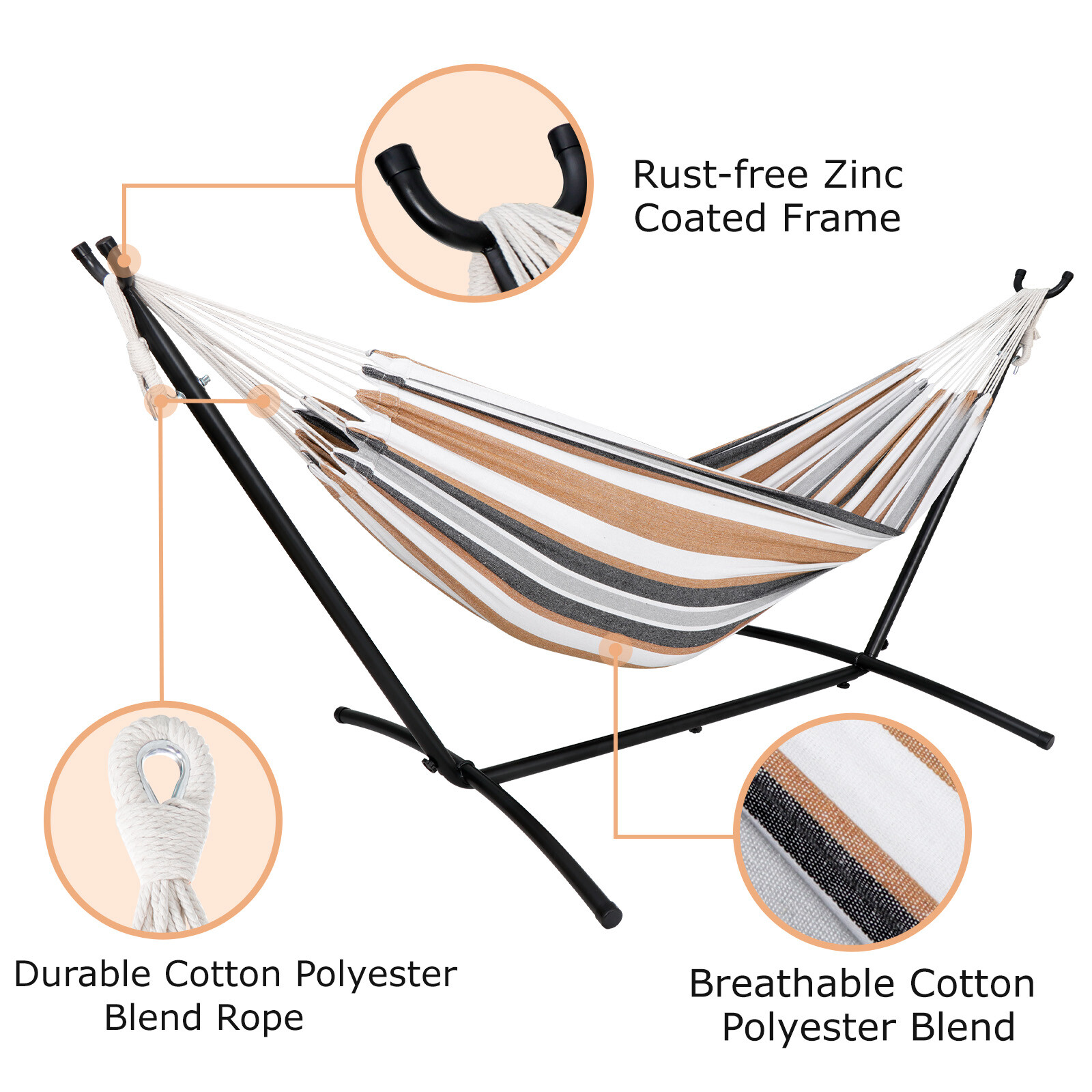 9FT Steel Hammock with Stand for 2 Person with Carrying Case 620lb Capacity