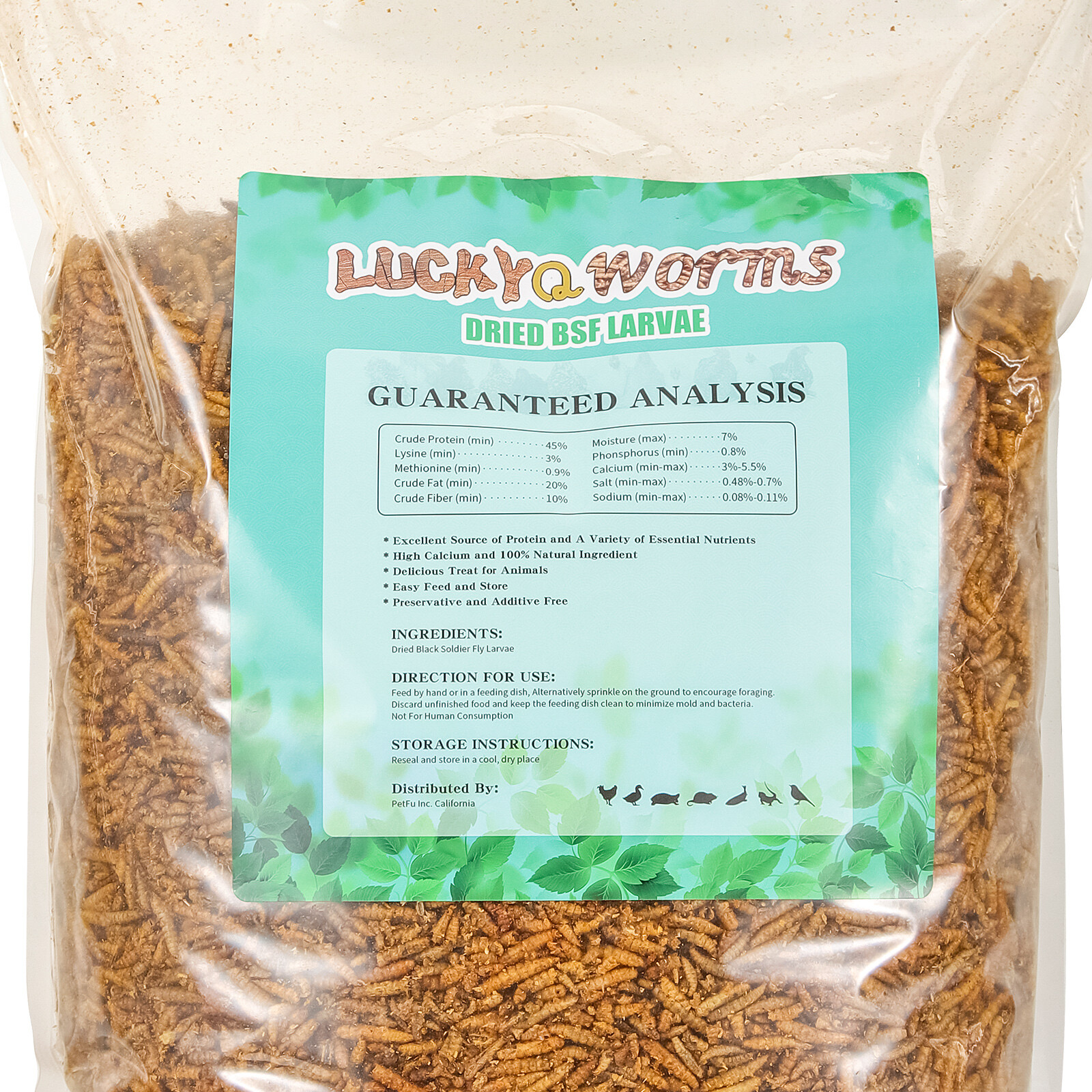 Lot Bulk 5-44LB Dried Black Soldier Fly Larvae Mealworms for Chicken Birds Treat
