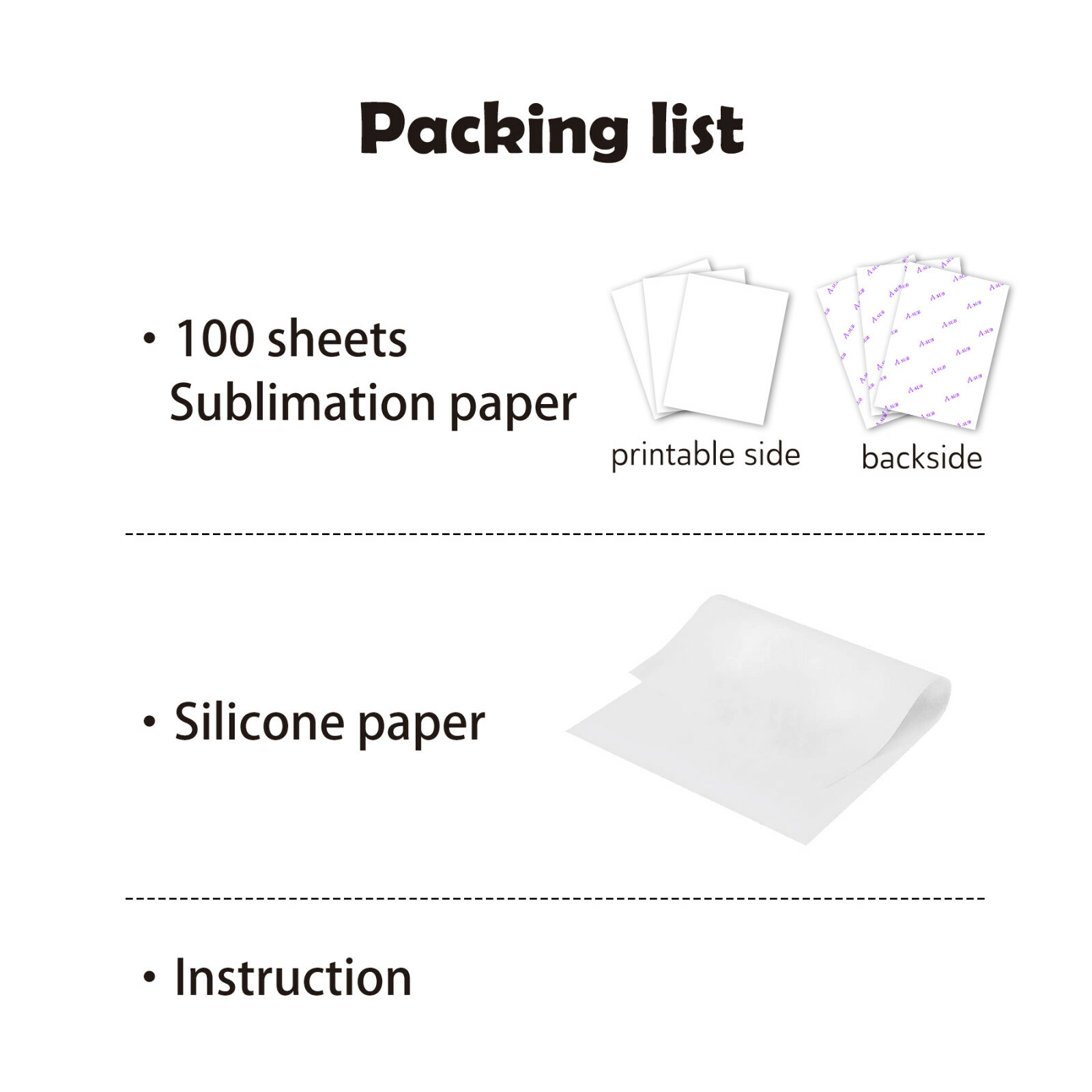 A-SUB Sublimation Paper A4 100 Sheet Sublimation Printer Heat Transfer Tumbler