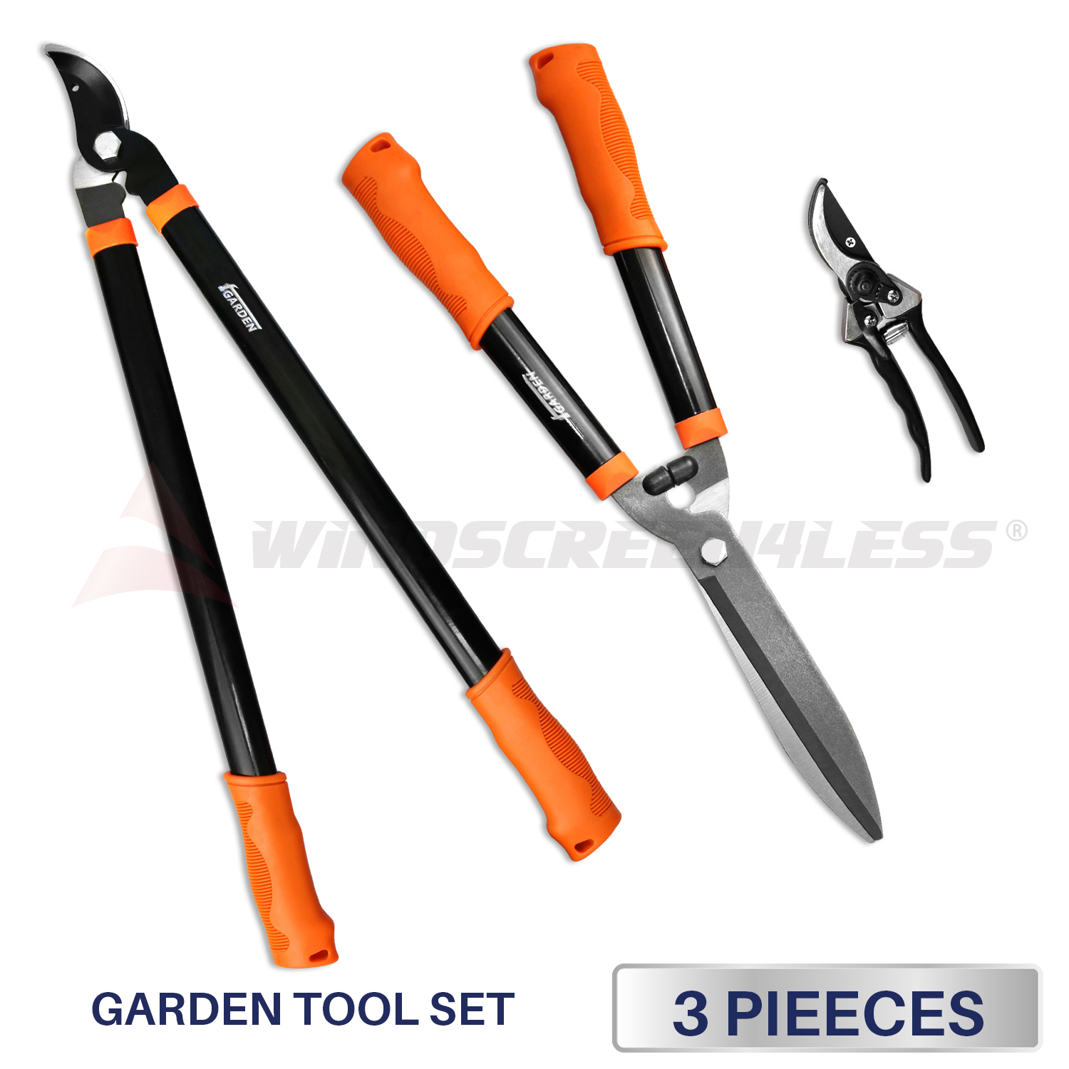3 Piece Combo Garden Tool Set with Lopper Hedge Shears Pruner Shears Garden Kit