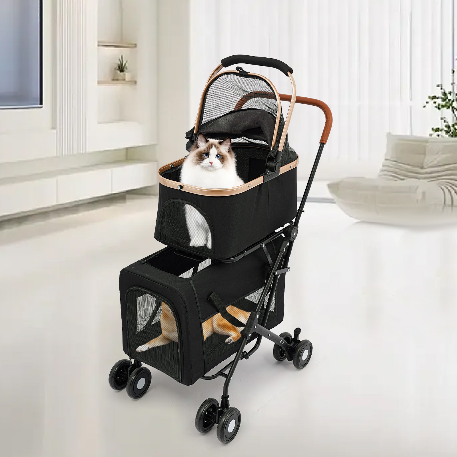 Dog & Cat Stroller, Foldable Pet Stroller, Pet Stroller For Small & Medium Dogs
