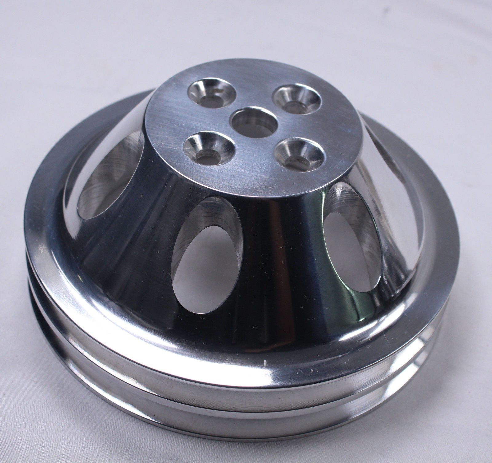 SB Chevy Water Pump Pulley SHORT 2 Grooves Double SWP SBC 350 383 400 Aluminum