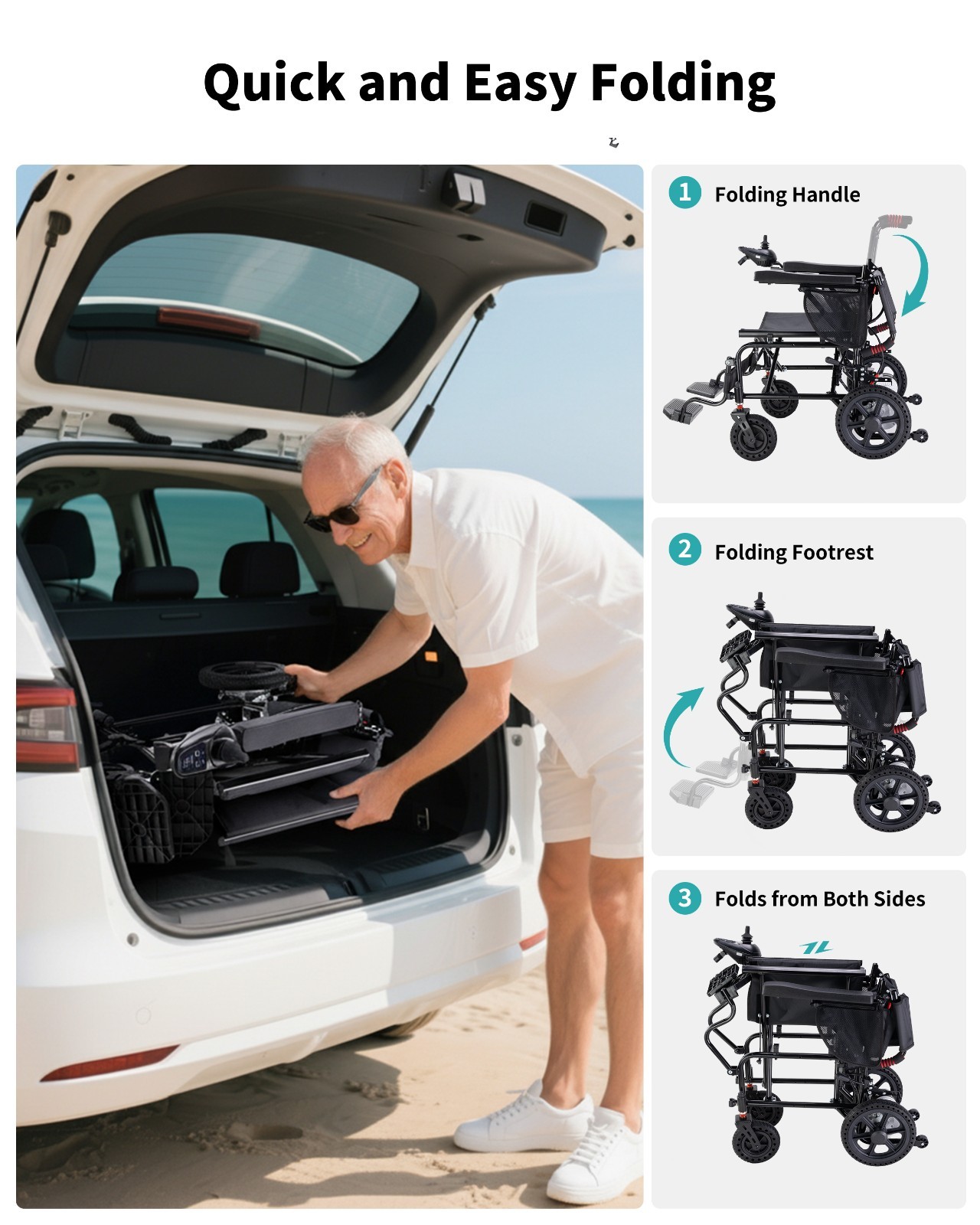 22" Extra Wide Seat Electric Wheelchairs for Adults & Seniors, Support 330 lbs