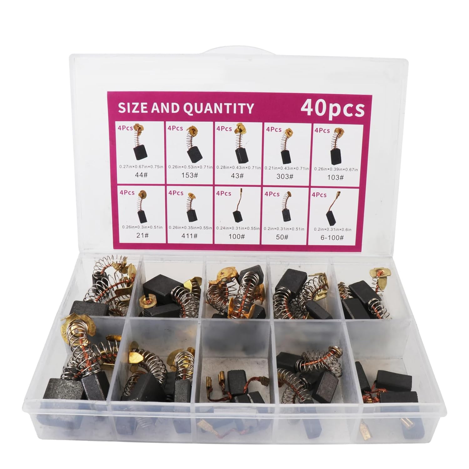 Electric Motor Carbon Brushes 40Pcs 10 Different Models of Carbon Brushes Suitab