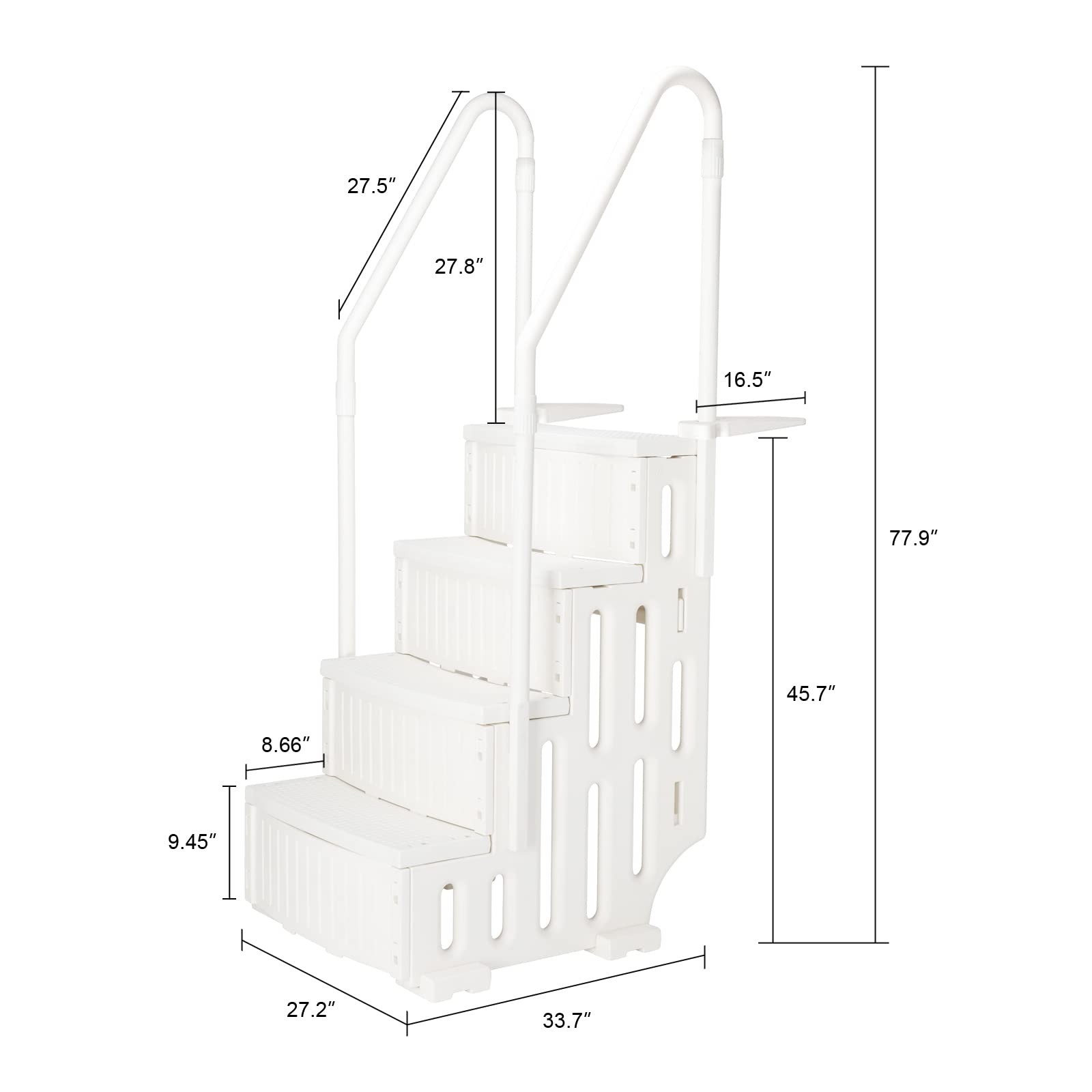 Heavy-Duty Swimming Pool Ladder 4 Step Above Ground with Handrails White