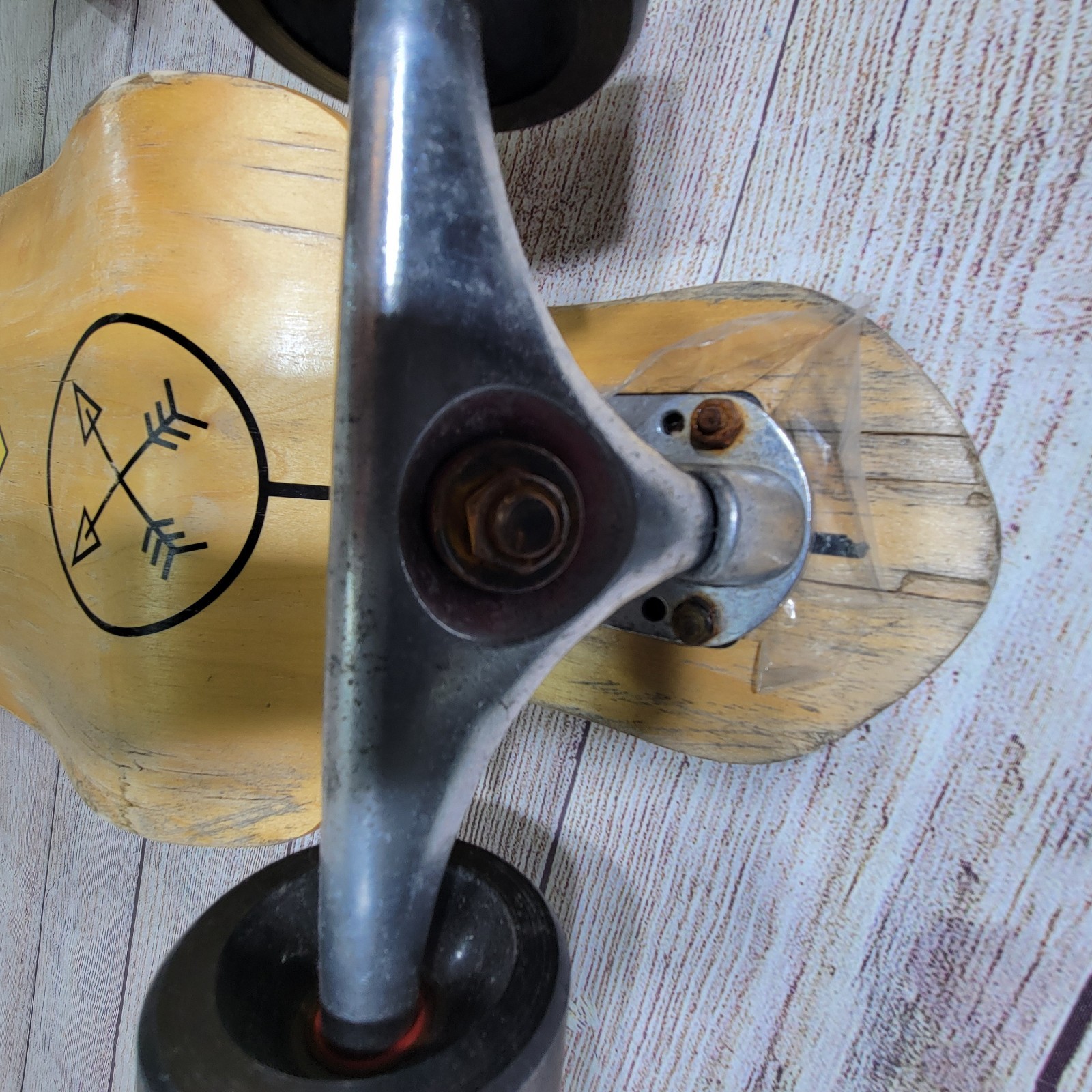 Xtreme Free Skateboard Longboard Abstract Geometric Dog Drop Down 42" (worn)